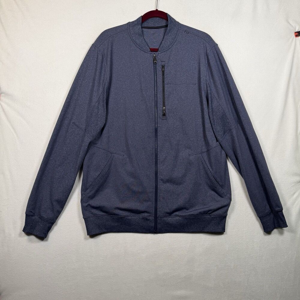 Lululemon City Sweat Bomber Jacket Men’s Blue Heathered Full Zip Tech Athletic